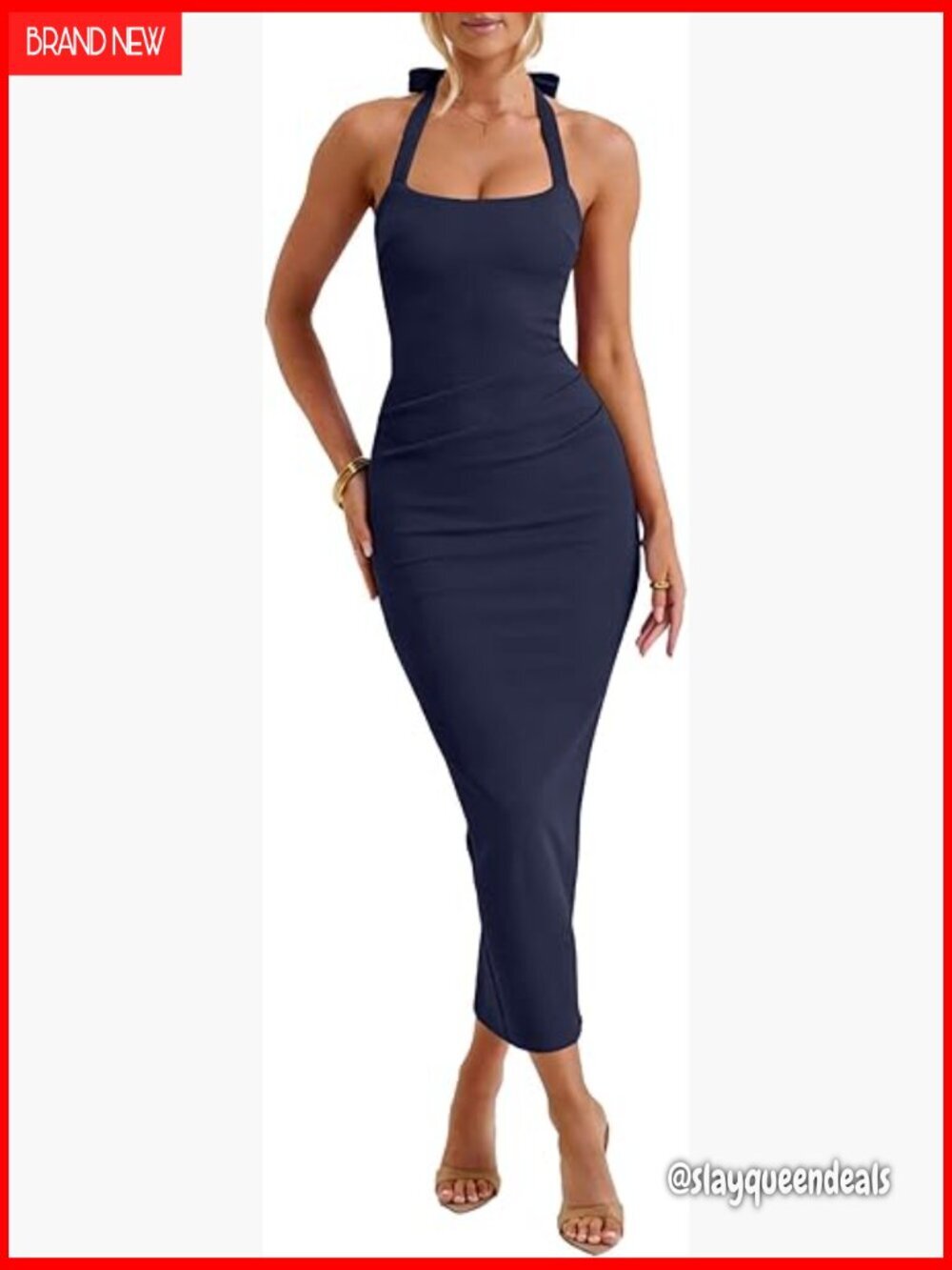 Halter Backless Bodycon Maxi Dress Formal Evening Party Slim Fit